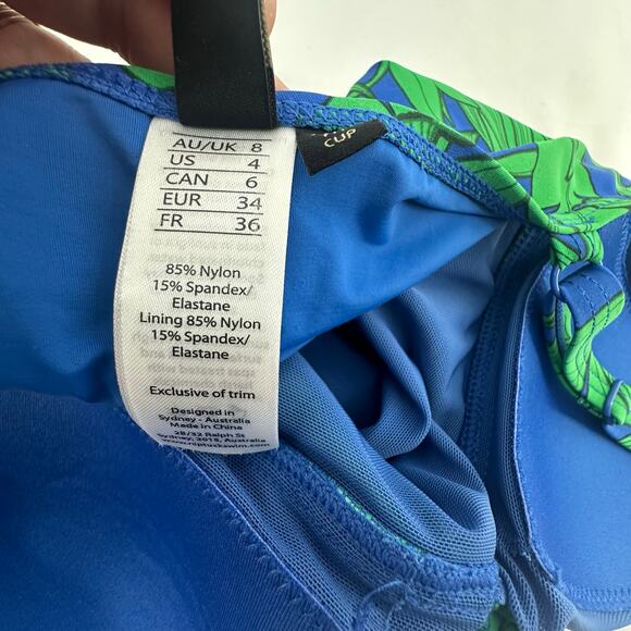 Nip Tuck Swim Tankini Top Size 4 Blue Green Multi-Fit Cup Slimming Side Ruching - Picture 6 of 6